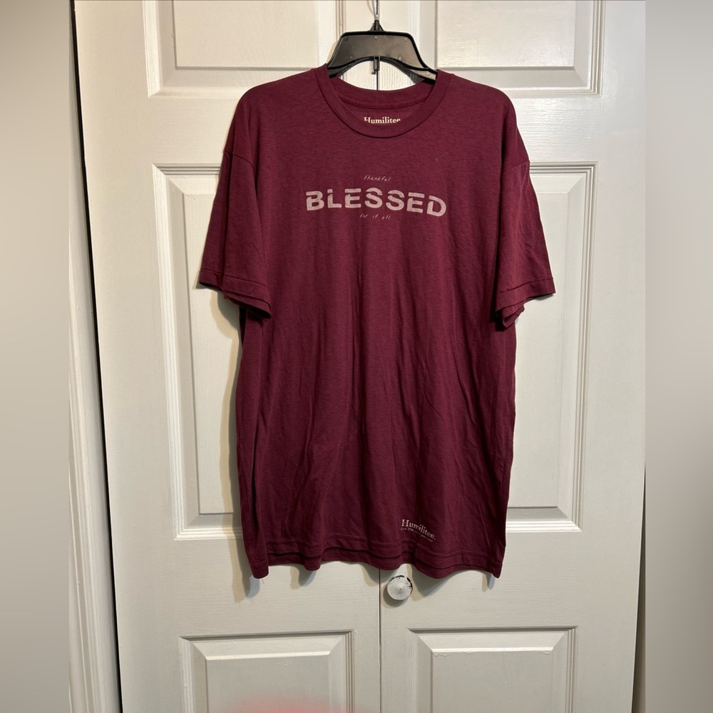 NWT Humiltee Unisex Size XL Tshirt Live The Word You Wear Top “BLESSED” Wine